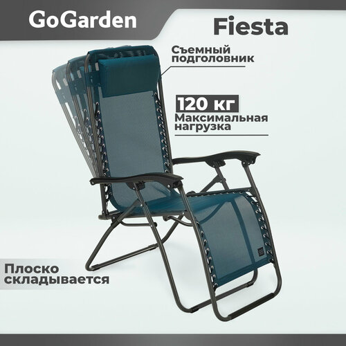 Шезлонг Go Garden Fiesta, 94х69х112 см, до 120 кг, петроль