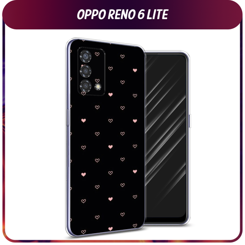 Силиконовый чехол на Oppo Reno 6 Lite / Оппо Рено 6 Лайт Чехол с сердечками силиконовый чехол на oppo reno 6 lite оппо рено 6 лайт енот