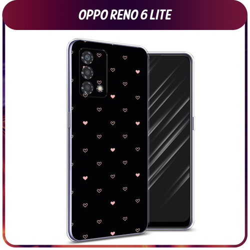 Силиконовый чехол на Oppo Reno 6 Lite / Оппо Рено 6 Лайт Чехол с сердечками силиконовый чехол на oppo reno 6 lite оппо рено 6 лайт любопытный совенок прозрачный