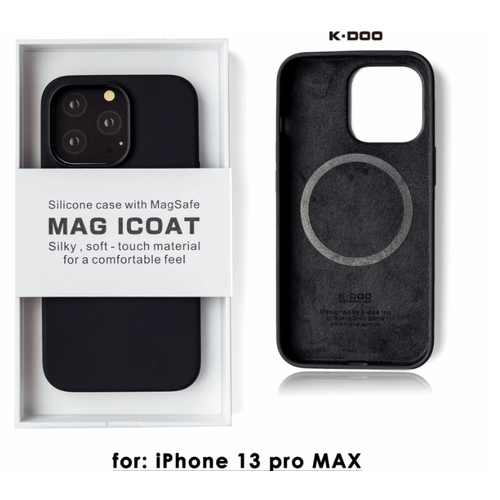 Ультратонкий силиконовый чехол с MagSafe K-DOO Mag iCoat на iPhone 14, черный