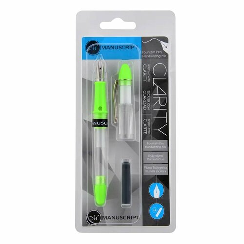 Ручка перьевая Manuscript Clarity handwriting nib Зелёный корпус 2 черных картриджа блистер 1699₽