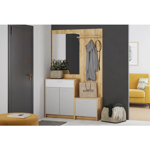 Прихожая Сильва Нортон комплектация 1 НМ 01376НМ 01323НМ 01339НМ 04073 Серый камень белый фасадный дуб крафт золотой 20496₽