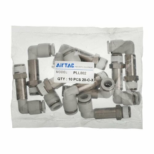 Штуцер цанговый угловой удлиненный Airtac PLL802 R14 под трубку 8 мм 10шт уп 5799₽