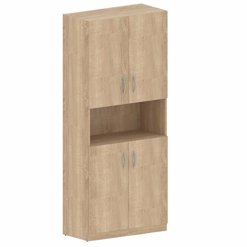 Шкаф с четырьмя дверками и полками SR-5W.4 дуб сонома, 77x 37x 181 см коричневый, дуб светлый