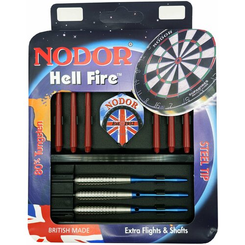 дротики nodor nr 607 steeltip 21gr средний уровень Набор из вольфрамовых дротиков 28гр Nodor Hell Fire steeltip и аксессуаров для Дартс