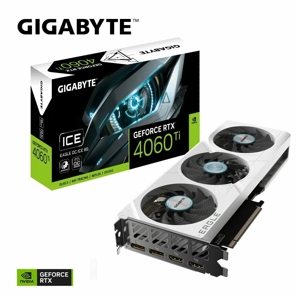 Видеокарта GIGABYTE GeForce RTX 4060 Ti Eagle OC 8 ГБ (8 ГБ GDDR6 7680x4320 PCIE 4.0) GV-N406TEAGLEOC ICE-8GD