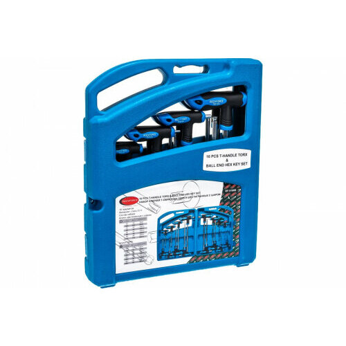 Набор шестигранных ключей Rock Force Т-образных с шаром 16 предметов в кейсе 2680₽