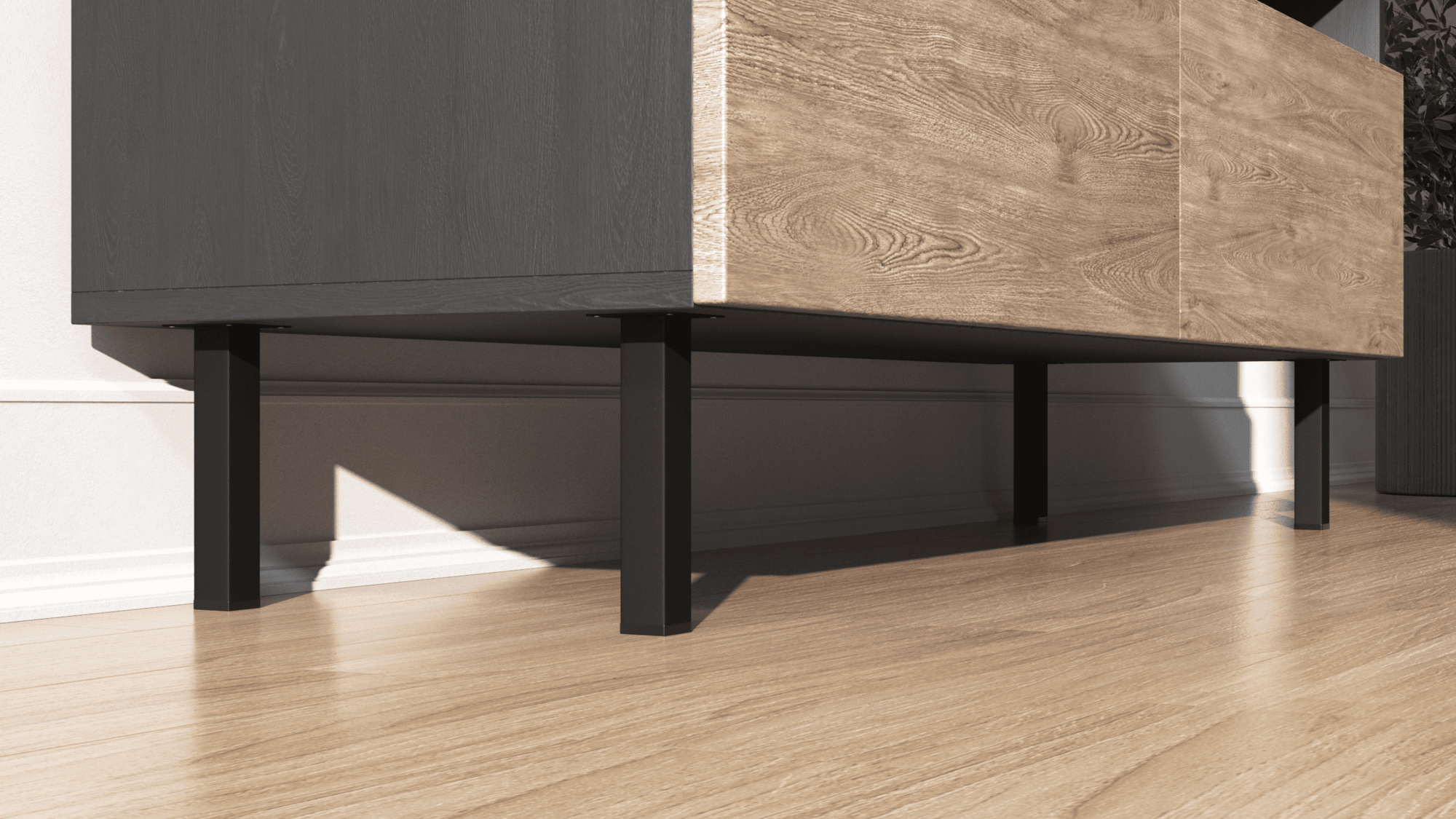 Опоры мебельные | ножки для мебели EDSON PL-001 150*25*25 BLACK, порошковая окраска (комплект 4 штуки)