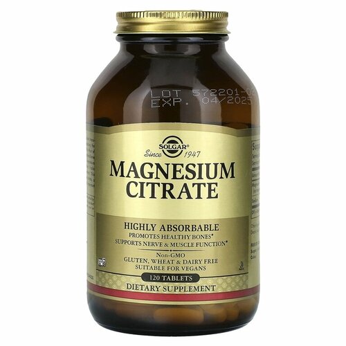 Solgar Magnesium Citrate (Цитрат магния) 120 таблеток (Solgar) биодобавка цитрат магния magnesium citrate 60 таблеток