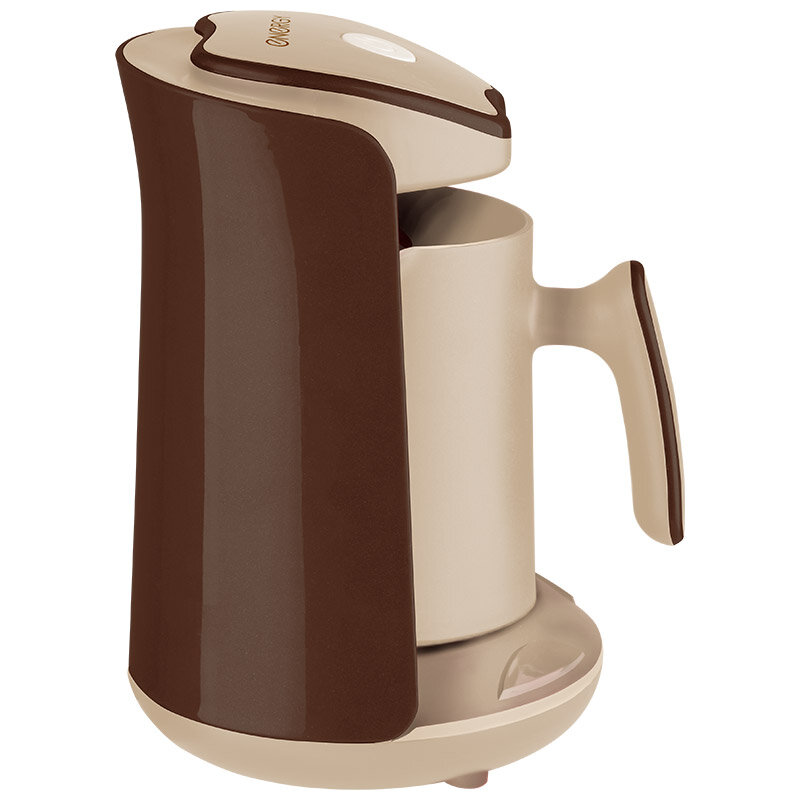 Турка для кофе 300 мл электрическая с автоотключением, 600 Вт, защита от работы без воды, цвет бежево/коричневый