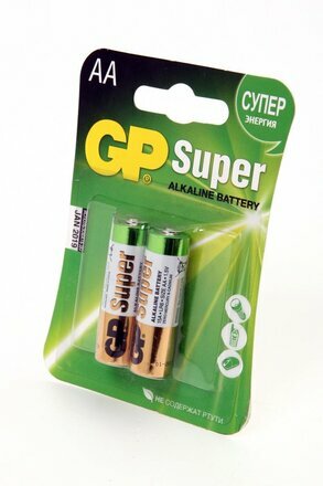 Батарейка GP Batteries Super АА пальчиковая LR6 1,5 В (2 шт.)