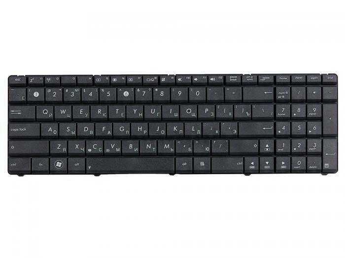Клавиатура ZeepDeep для ноутбука Asus K53Br, K53By, K53Ta, K53Tk, K53U, K53Z, K73Br, K73By, K73Ta, K73Tk, X53U, черная, высокие кнопки со скосом, гор. Enter