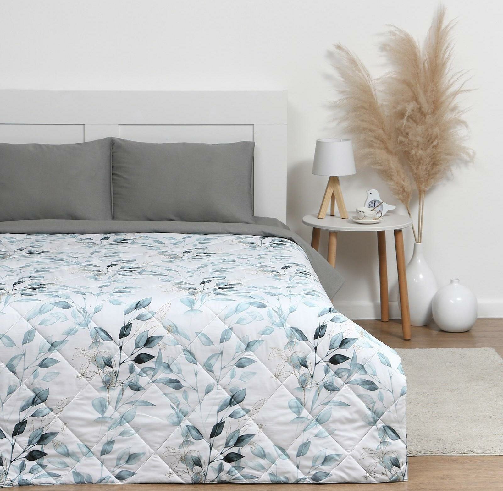 фото Покрывало LoveLife 2 сп Акварельные листья 180*210±5см, микрофайбер, 100% п/э