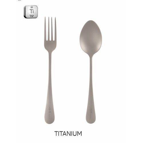Набор походных столовых приборов из титана ложка + вилка Titanium style