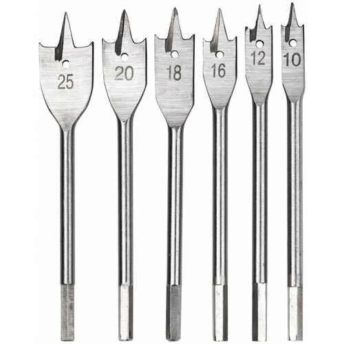 Набор перьевых сверел по дереву 6 штук 10 12 16 18 20 25 мм 280₽