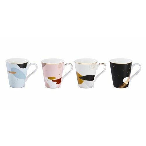 Набор чашек myCOFFEE, 4 шт, Moon голубой, белый, черный, розовый, разноцветный