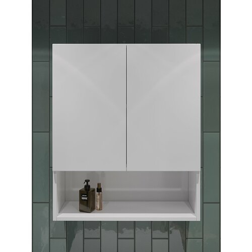 Шкаф для ванной комнаты навесной белый с полками распашной Orange вега Vg-60SR 5760₽