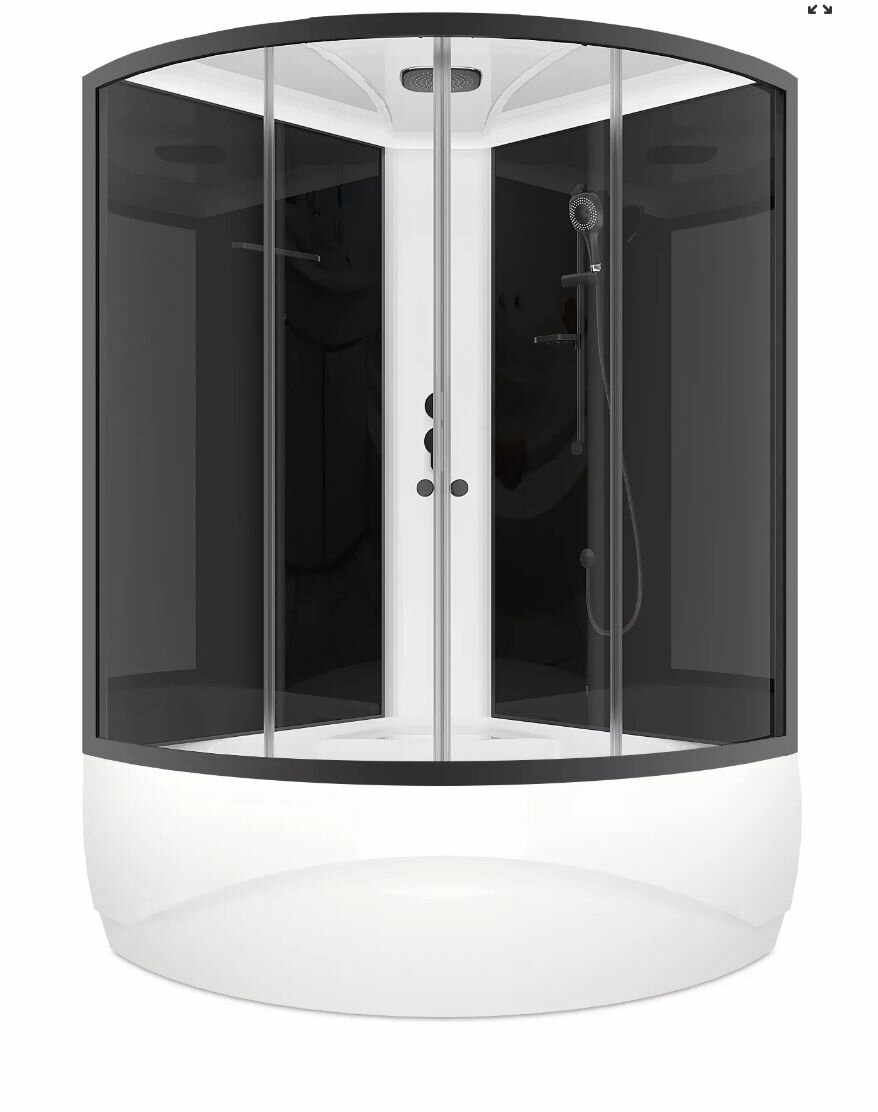 Душевая кабина Domani-Spa Vitality Slim 120х120 высокий поддон черный прозрачное стекло 4 мм черный профиль