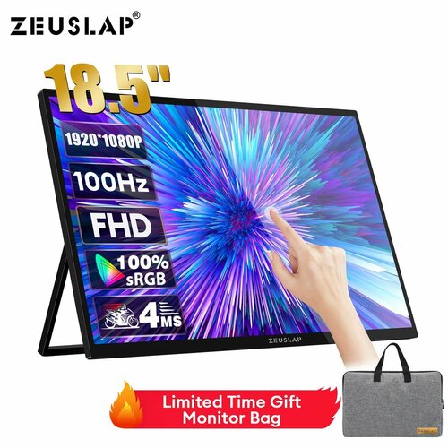 ZEUSLAP 185 100гц сенсорный экран портативный монитор 19201080P 100sRGB 300Cdm туристический дисплей для ноутбука компьютера для ноутбука Switch Steam Deck PS5 Xbox 17800₽