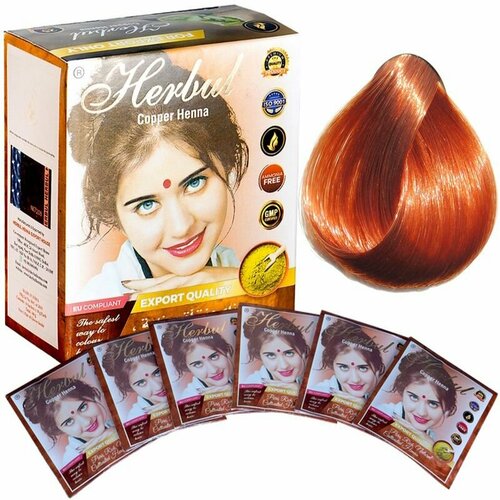 фото Натуральная индийская хна для окрашивания волос (copper henna/медь) herbul 60 г