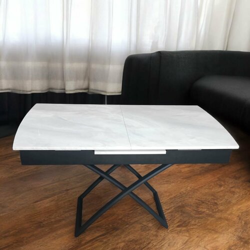 Стол-трансформер Sacura-white с подъемным механизмом Светлый мрамор 43800₽