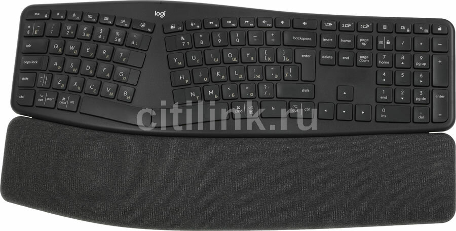 фото Клавиатура Logitech K860 ERGO, USB, беспроводная, c подставкой для запястий, черный [920-010352]