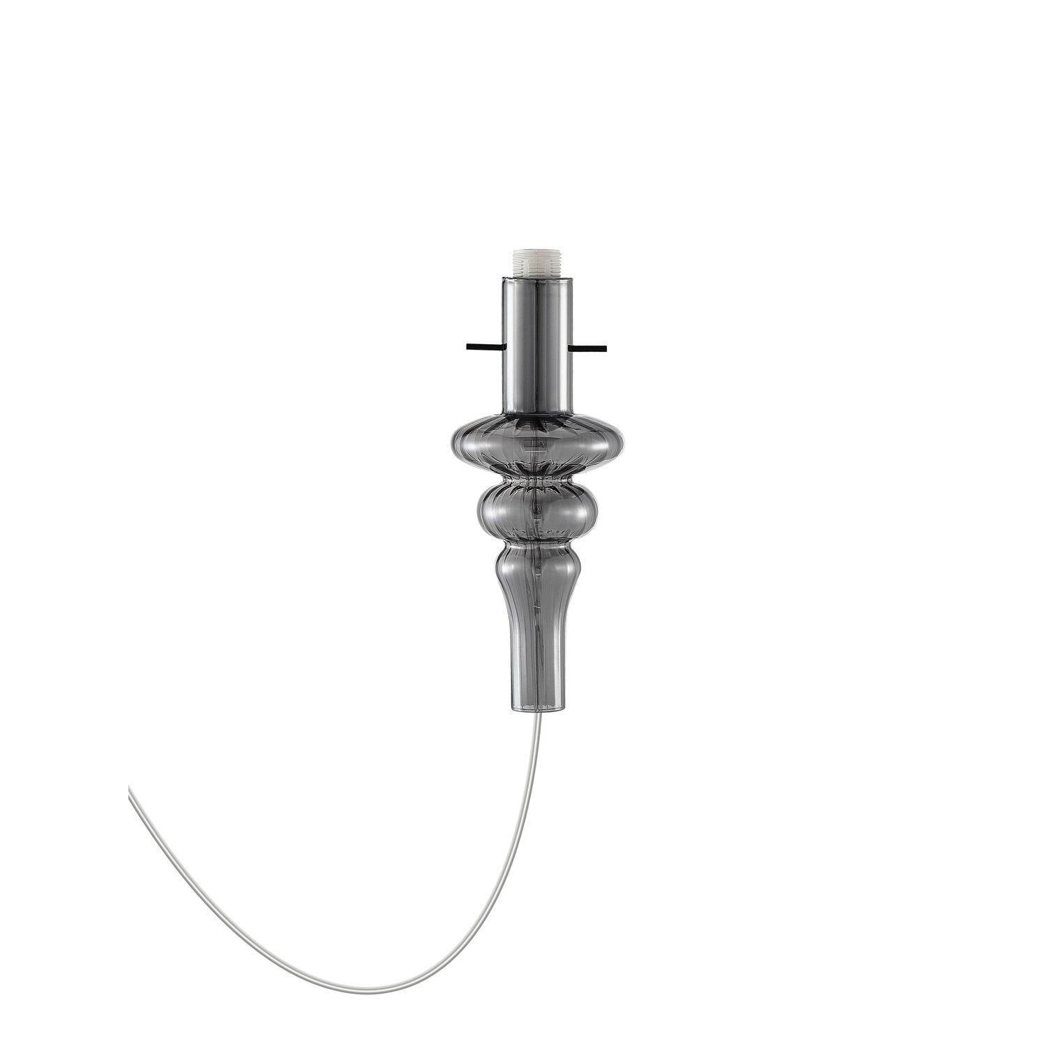 Donolux CASCATA Декоративный стеклянный элемент дымчатый D105xH250 мм с патроном 1хЕ14 40Вт макс. (шлифованный черный напатронник металл) прозрач