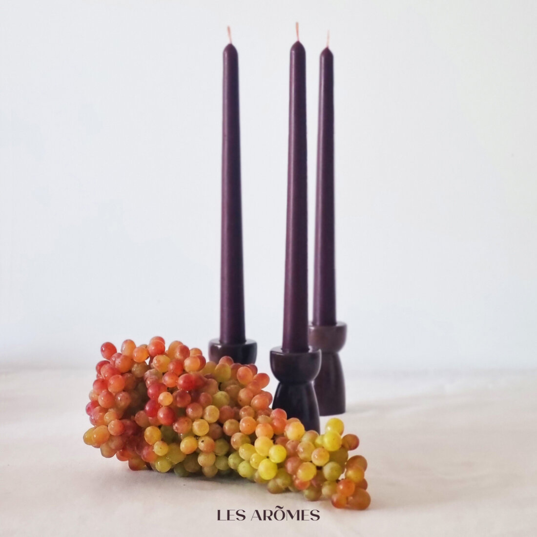 Набор свечей с подсвечниками Les Aromes "Винный цвет", 3 свечи, 3 подсвечника №7