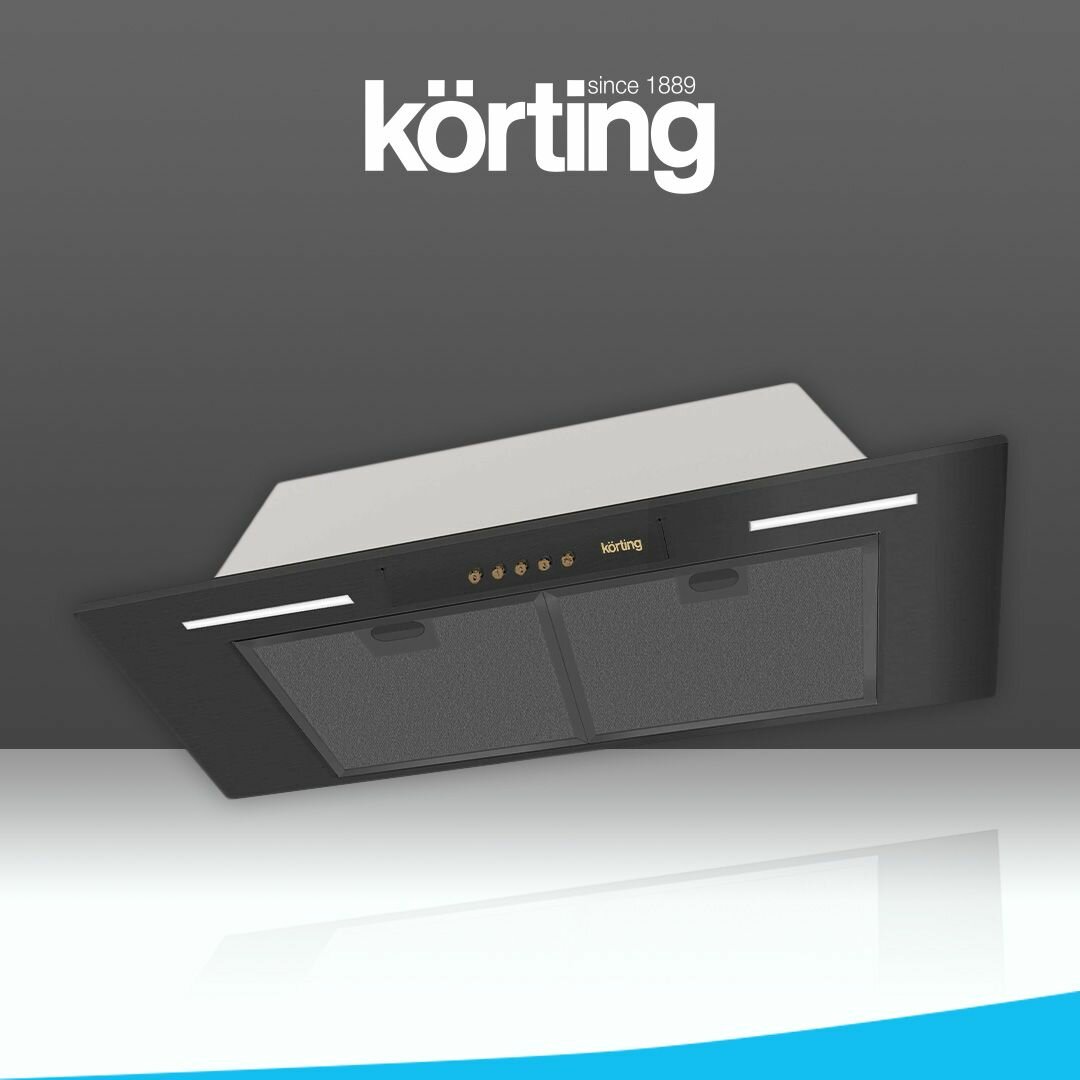 Встраиваемая вытяжка Korting KHI 9931 RN ширина 80 см, производительность 950 м3/ч, 3 скорости, матовый черный/бронза