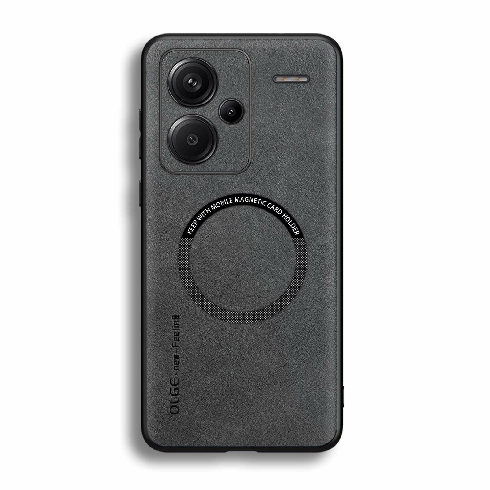 OLGE Для Xiaomi Redmi Note 13 Pro+ 5G/ Xiaomi Redmi Note 13 Pro Plus 5G/Сяоми Редми Ноут 13 Про Плюс 5G кожаный чехол для телефона из овечьей кожи с магнитной крышкой Magsafe