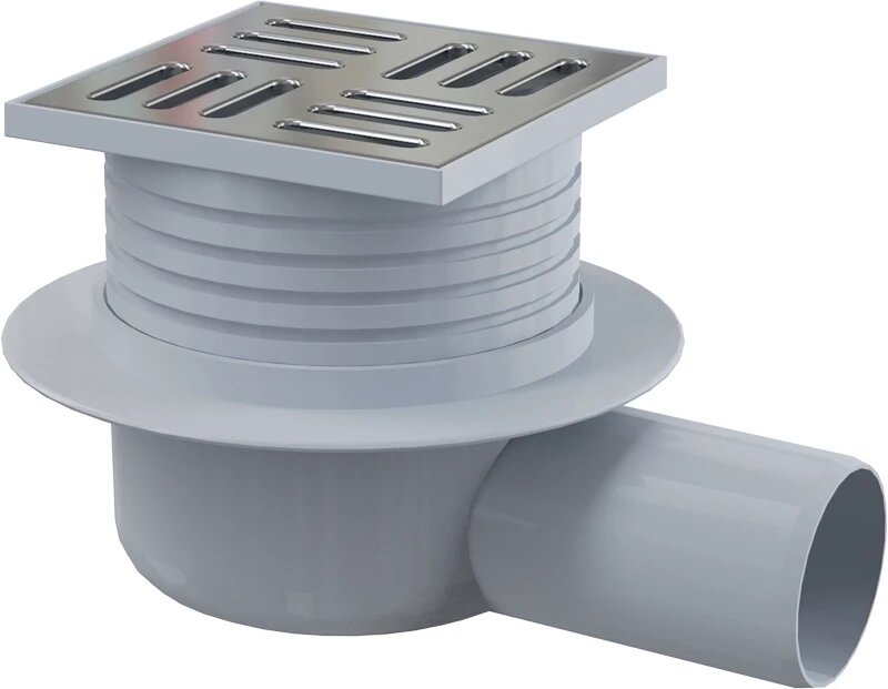 Душевой трап AlcaPlast APV26 105x105/50 мм с решеткой перфорированный хром