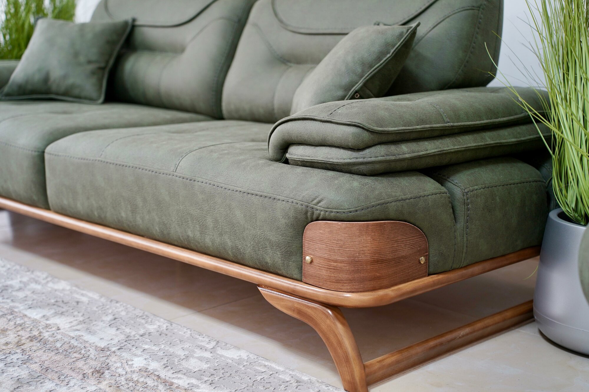 Диван "Эко-Стиль", с креслами, зеленый, березовый шпон, 230x90 см — купить  в интернет-магазине Sicilia home на Яндекс Маркете