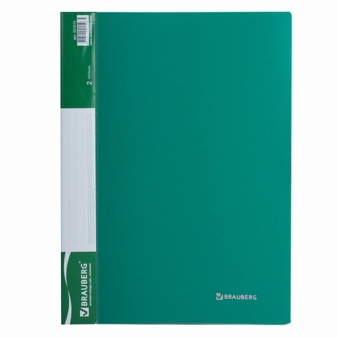 Папка на 2 кольцах Brauberg Стандарт, 25 мм, зеленая, до 170 листов, 0,8 мм (221613)
