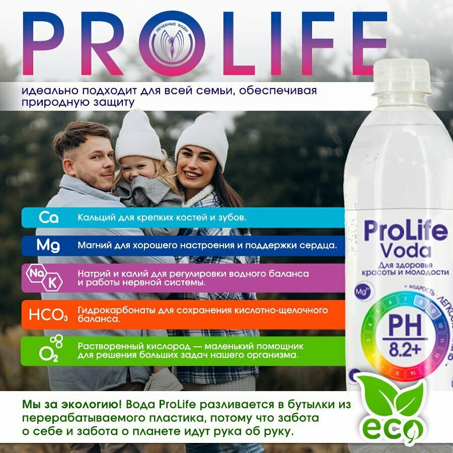 Картинки Минеральная столовая негазированная вода Пролайф (ProLife) щелочная 0,5 л х 12 шт.