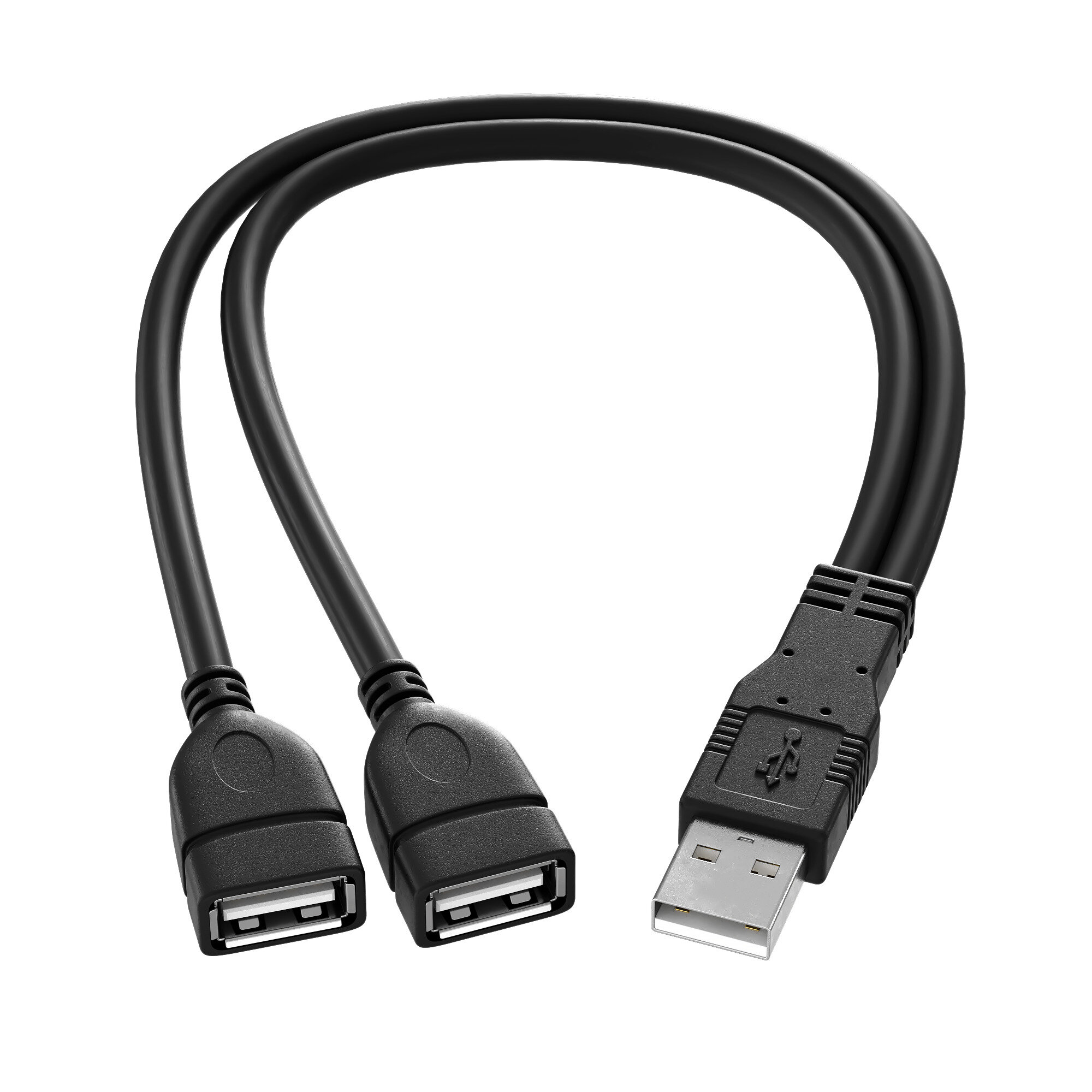 Кабель переходник GSMIN C81b разветвитель на два разъёма USB (M) - 2x USB (F) 0.25 м (Черный) — фото 1