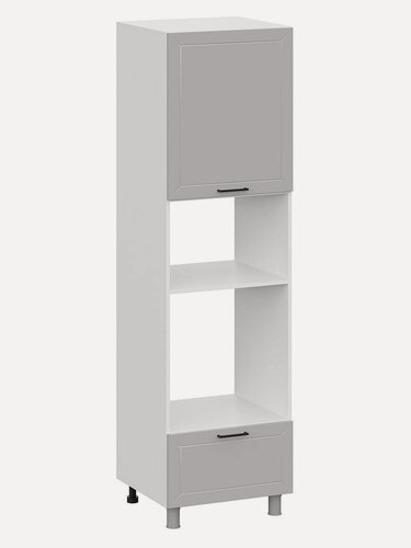 Изображение товара Кухонный модуль напольный, шкаф-пенал под духовку Сектор с полками, с ящиками, с доводчиками, 60х56.2х214 см, Белый / Нео