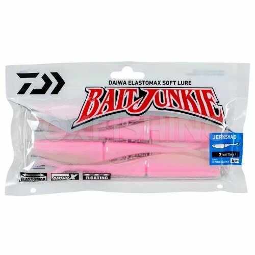 Силиконовая приманка Daiwa BAIT JUNKIE JERKSHAD 7 / 17,2см. / вес: 15,4гр. / 4шт. / PINK GLOW UV
