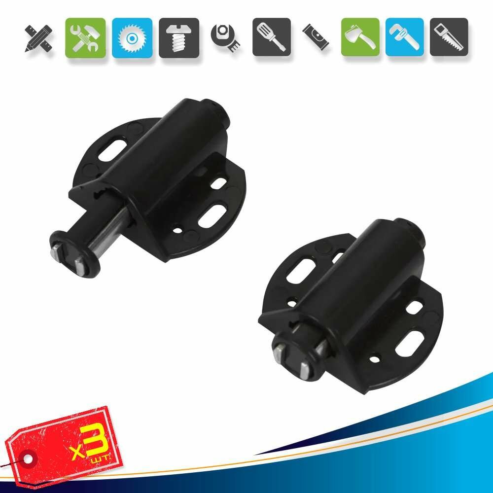 (3шт) х Держатель магнитный MH01 41.8x46.5 мм ПВХ для одного стеклянного фасада цвет чёрный 2 шт.