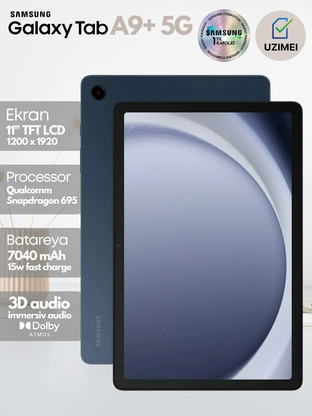 Планшет Samsung "Galaxy TAB A9+" SM-X216B 11" 8GB/128GB, Android 13 — фото 1
