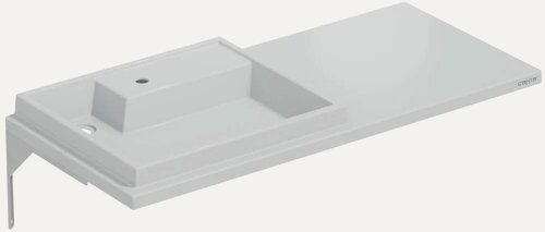 Изображение товара Раковина над стиральной машиной СаНта Юпитер 110 L с правым крылом, на кронштейне, белая, раковина для ванной из искусственного мрамора, прямоугольная