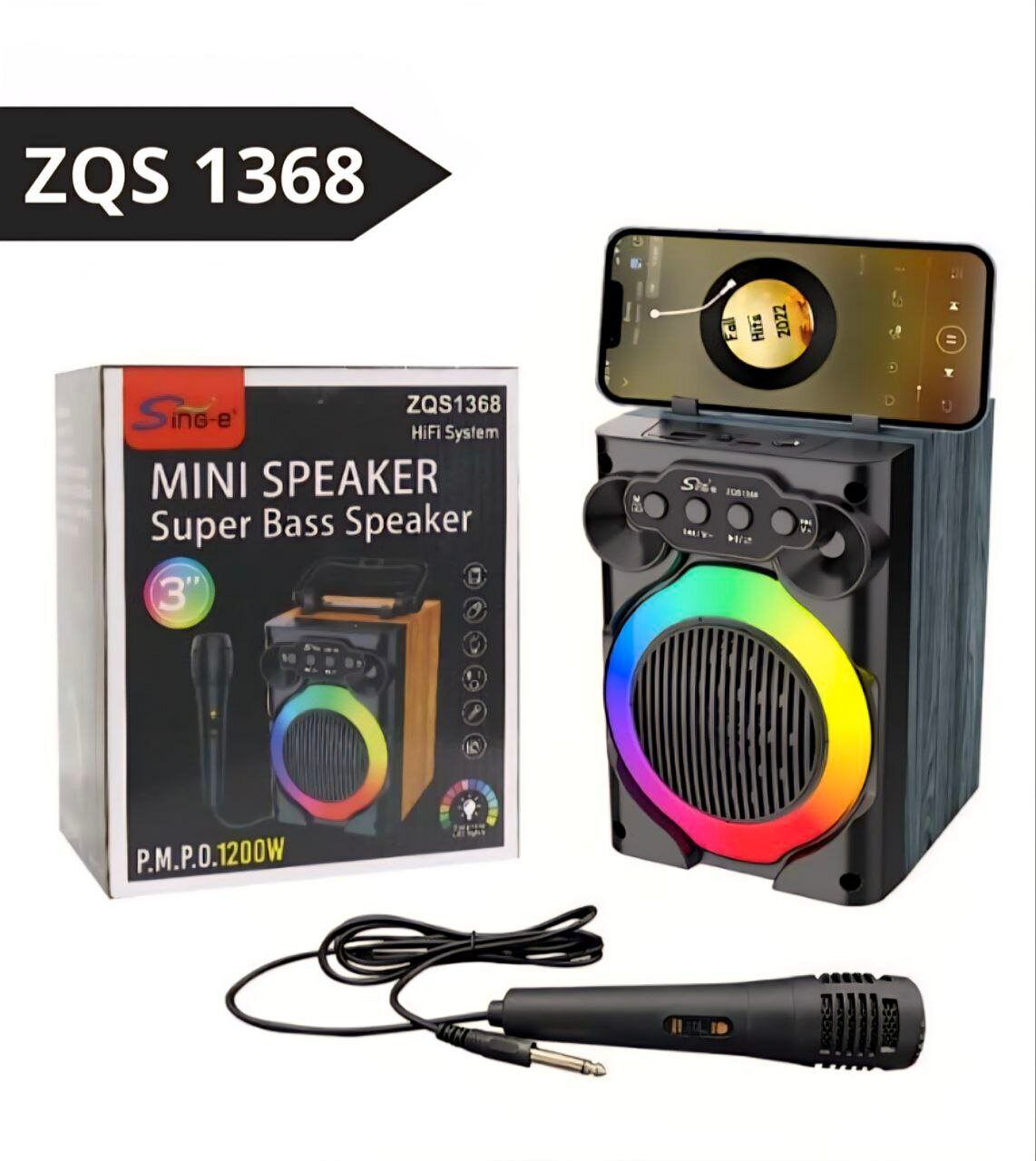 Портативная колонка Sing-e "ZQS1368", 120Вт, с функцией Bluetooth