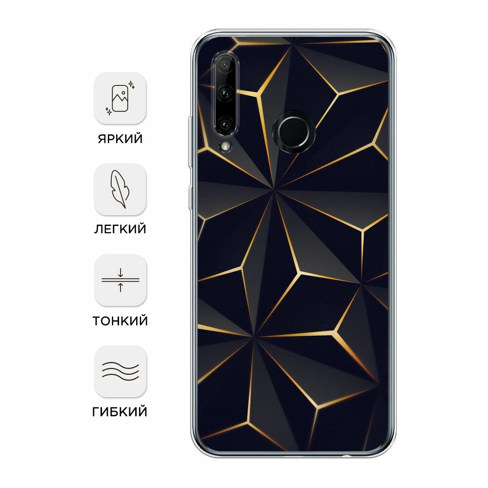 Чехол на Honor 10i/20 Lite 2019/20e/Huawei P Smart Plus 2019 / Хонор 10i с принтом "Черные полигоны" — фото 1