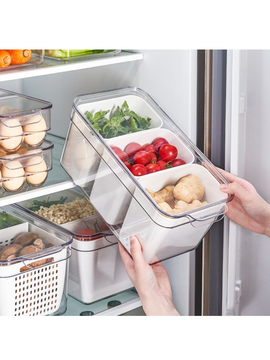 Контейнер для хранения продуктов с 3 съемными ячейками, пластик, 7 л