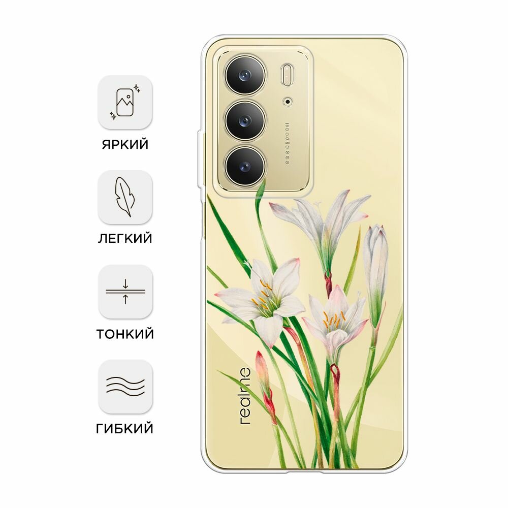 Чехол на Realme C75 4G / Реалми C75 4G с принтом "White lily", прозрачный — фото 1