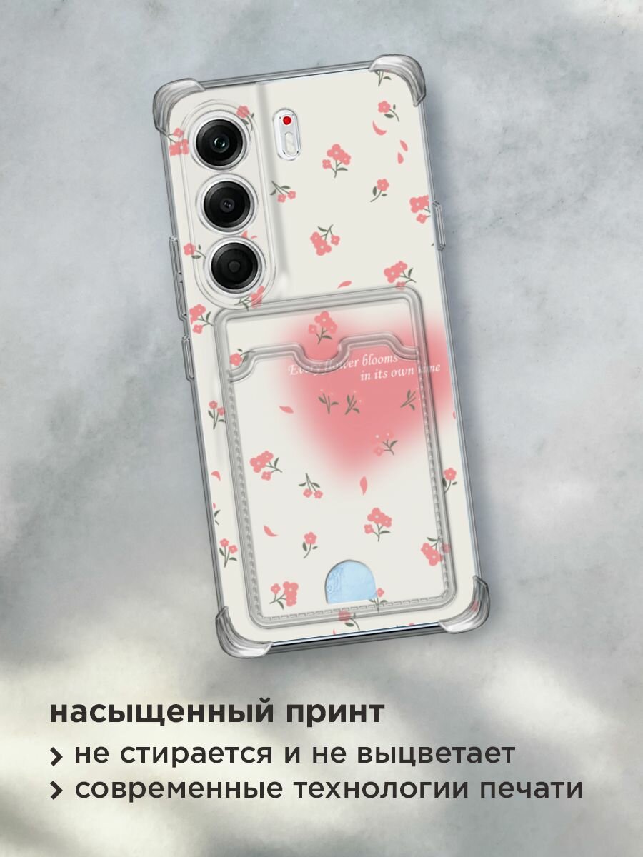 Чехол на Tecno Camon 40 Pro (Текно Камон 40 Про) с картой и принтом "Blooms in time pink" — фото 1