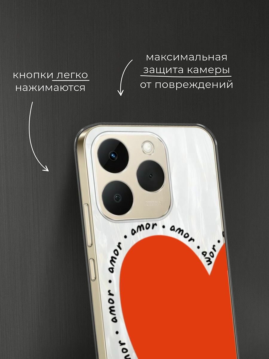 Чехол на Realme 15T / Реалми 15Т с принтом "amor heart 2 - 14 февраля", прозрачный — фото 1