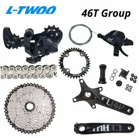 LTWOO A7 1X10S Groupset Рычаг переключения переключатель SUNSHINE Кассета 46T VXM Цепь PROWHEEL Коленвал с BB, MOTSUV 104BCD 38T