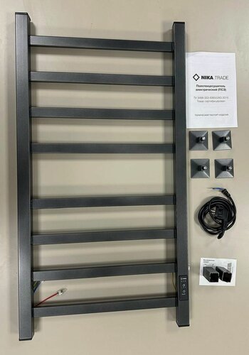 Изображение товара Полотенцесушитель NIKA STEP 1, электрический, универсальный, цвет титановый графит