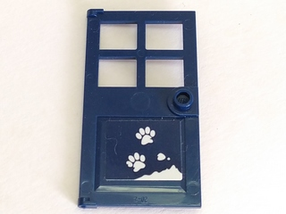 Door 1 x 4 x 6 with 4 Panes and Stud Handle with Snow and White Paw Prints Pattern (Sticker) - Set 41323, 60623pb09 Dark Blue U
