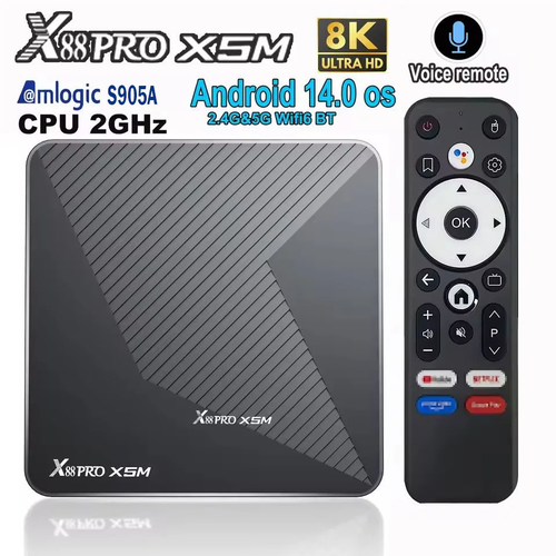 X88 PRO X5M Android 14 ТВ-бокс Amlogic S905X5M процессор 20 ГГц HDR 8k двойной Wi-Fi 24G 5G BT50 1000M 4799₽